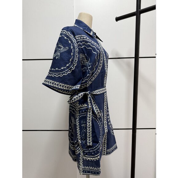 Alemais Oceane Blue and White Mini Dress - Picture 3 of 11